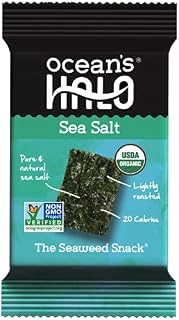 Ocean's Halo Organic Maui Onion Seaweed Snack, Gluten Free & Vegan Healthy Snack, Pack of 12 x 4 g