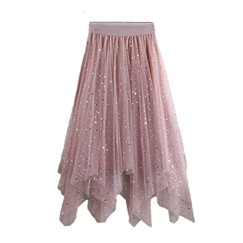 Jupe en tulle à paillettes à taille haute extensible et coupe fluide