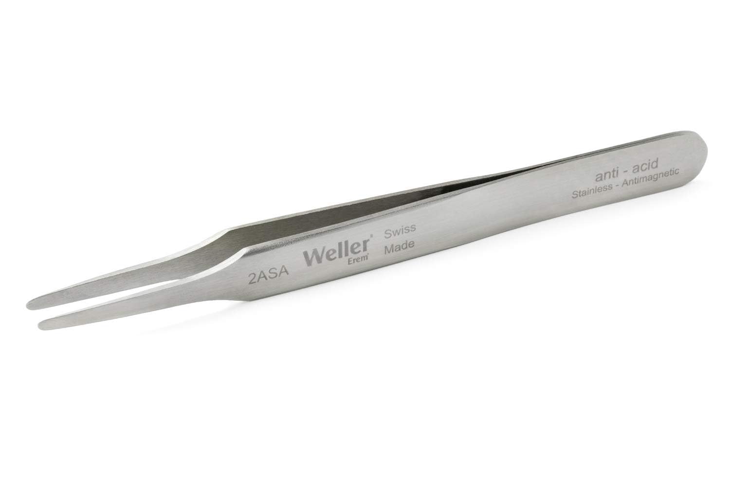 Erem "Weller Erem 2ASA Stainless Steel Straight/Round Broad Anti Magnetic Tweezer" ("4.75"" length, tip width 2 mm, with straight/round broad tip")