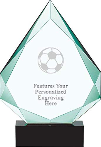 13" Legacy Jade Soccer Ball Crystal Award, Custom Engraved Soccer Ball Trophy, Engraving Included