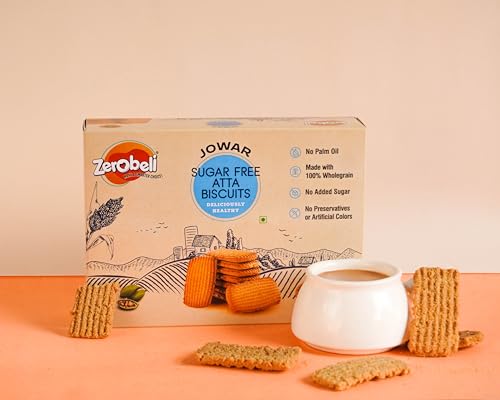 Image of Zerobeli Sugar Free Jowar Atta Biscuits - 325g | Wholesome | Guilt-Free | Perfect Blend of Nutrition and Flavor | Ideal for Health-Conscious Consumers | 100% Wholegrain, No Refined Sugar