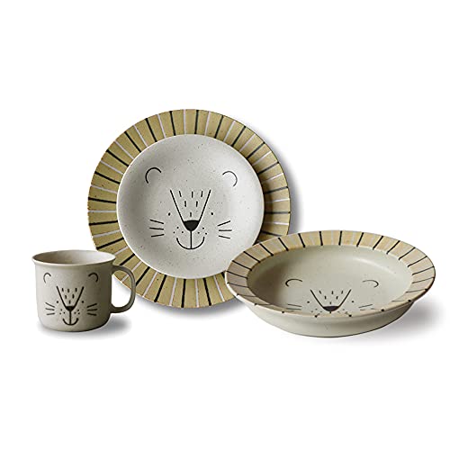 GOTOUCHI Geschirr-Set, 4-teilig, niedlicher Löwen-Teller Cover