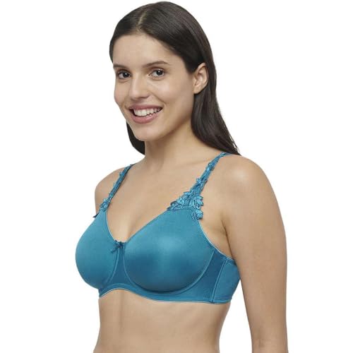 Image of Triumph International Minimizer Women Bra Wired Non Padded High Support Big Cup Lingerie Visual Bust Reduction Comfort Bra Floral Lace Full Coverage Shapewear Wide Straps & U-Back Support Pack of 1