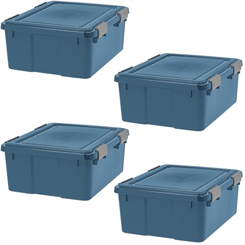 IRIS USA WeatherPro 31 Qt Eco-Friendly Storage Bins with Lids, 4 Pack, BPA-Free Plastic Gasket Box...