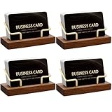 Amyhill 4 Pcs Wood Business Card Holder Display for Desk Metal Wooden Name Card Organizer Business Display Holders for Women Men Office Home Decoration(Gold)