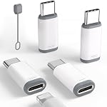 4 Emballer Lightning à USB C Adaptateur pour iPhone 15/16/17/17 Pro Max/Plus, Samsung S25,Charge d'appui & Transfert de données, Câble de connecteur de chargeur de type C, Allumage de la femelle USB C Adaptateur Homme, Pas pour l'audio