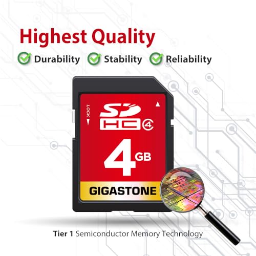 Image of GIGASTONE 4GB SD Card 2 Pack SDHC UHS-I Class 4 Memory Card for Photo Video Music Voice File DSLR Camera DSC Camcorder Recorder Playback PC Mac POS 2pcs in Pack (Pack of 2), with 2 Mini Cases