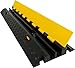 Electriduct Heavy Duty 2 Channel Cable Protector Traffic Wire and Hose Ramp Cord Cover 1.2 Inch Channels 12,000 lbs per Axle - Rubber Black Base/Yellow Lid, 3 Pack