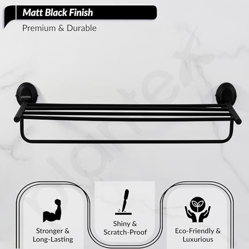 Image of Plantex 304 Grade Stainless Steel Towel Rack for Bathroom /Towel Stand /Hanger /Bathroom Accessories - Cubic (24 inch -Black)