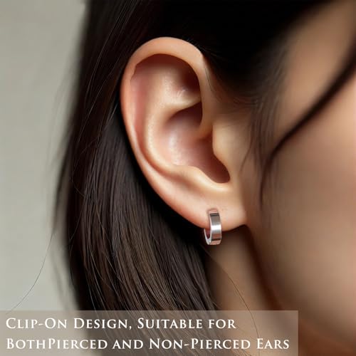 8-Piece Non-Piercing Ear Clips – Stainless Steel Fake Ear Hoops for Men and Women, 4 Colors2