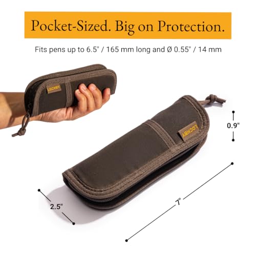 Image of LOCHBY Duo Pen Pouch | Slim and Elegant Pen Pouch, Durable Waxed Canvas, Lightly Padded for Fountain Pen and Mechanical Pencil, Compact Design Holds 2 Pens, for Everyday Carry