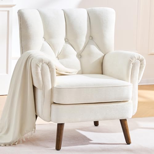 Sillón Chenille Beige ergonómico de una plaza miniatura 1