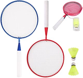 Kids Badminton, Badminton Rackets Set of 2 Lightweight, Child Badminton Set for Garden, Toddler Badminton Toy Age 6 7 8 9 10 with Short Handle, 2 Shuttlecocks