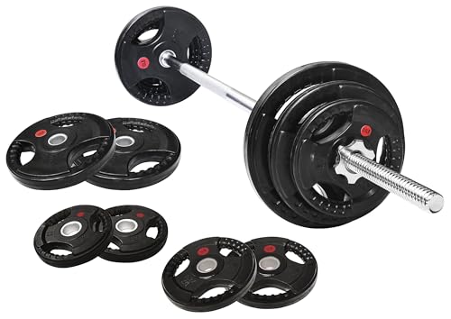 Fitvids 1 Inch Standard Barbell Weight Plates and Bar Set, 5 FT Barbell Bar and 35 LB(2.5-10 LB...
