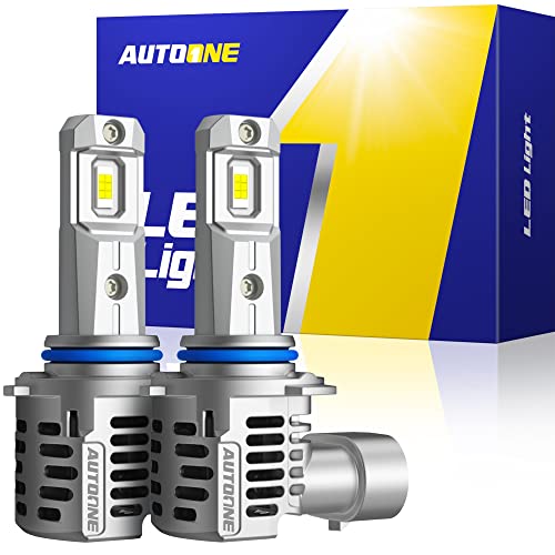 AUTOONE 9005 LED Headlight Bulbs, 100W 20000 Lumens HB3 LED Bulbs 6500K White for High Beam Replacement, 600% Brighter Than Stock Halogen Headlamps, 99% Canbus Ready, Plug and Play