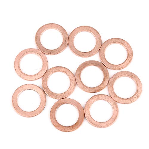 X AUTOHAUX 10pcs Copper Washer Flat Sealing Gasket Ring Spacer for Car 16 x 24 x 1.5mm