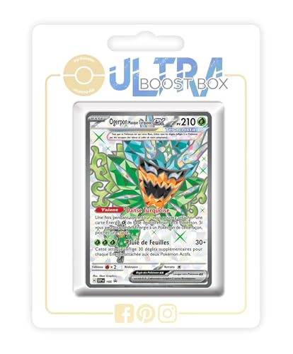 Ogerpon Masque Turquoise ex SV166 Full Art Téracristal - Ultraboost X Écarlate et Violet 8 Étincelles Déferlantes - Coffret de 10 Cartes Pokémon...