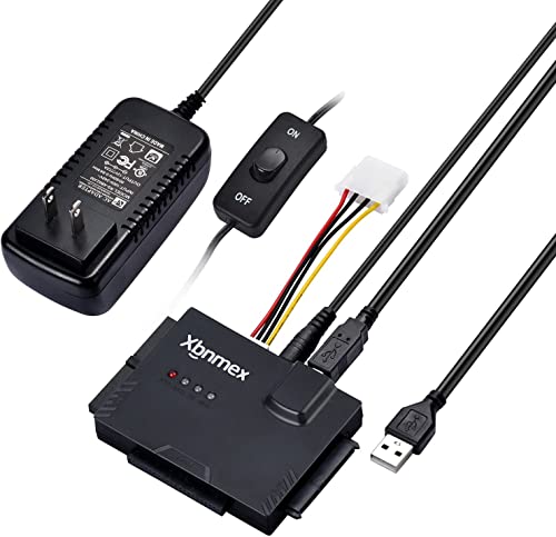Xbnmex IDE SATA to USB 3.0 Cable Hard Drive Reader IDE SATA PATA USB 3.0 for Hard Drive Disk HDD 2.5" 3.5" with 12V 2A External AC Power Adapter(Black)