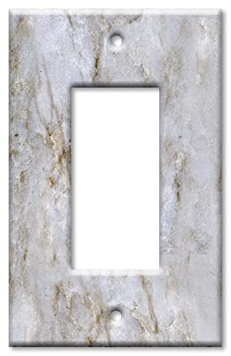 Art Plates - OVERSIZED Switch Plate - OVER SIZE Decorative Metal Wall Plate - 1 Gang Decora - White Pearl Quartzite - Granite - Marble (PRINTED IMAGE) - (Made in USA)