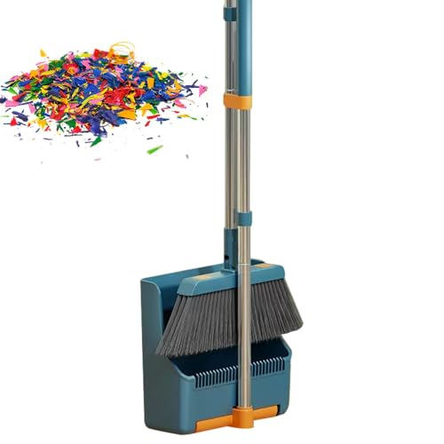 Escoba grande y recogedor - Recogedor de pie con combinación de escoba giratoria de 180 grados - Juego de escoba vertical portátil para vestíbulo, jardín, garaje, dormitorio
