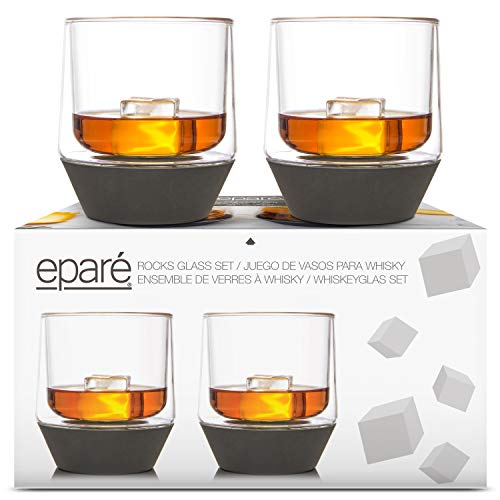 Eparé Whiskey Glasses - 9 oz Tumblers for Old Fashioned - Set of
