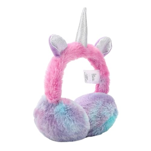 Unicorn 2-Piece Youth Tie-Dye Plush Ear Muffs & Gloves Set3