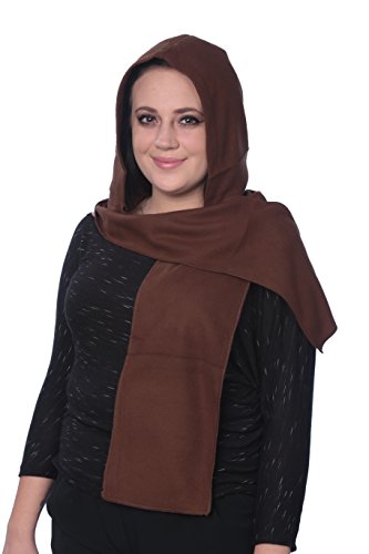 Mitchell Lewiss Unisex Fleece Hooded Scarf and Hoodie for Men and Women – One Size Fits Most - Made from 100% Polyester – Super Soft, Fashionable, Warm and Comfortable Winter Accessories (Brown)