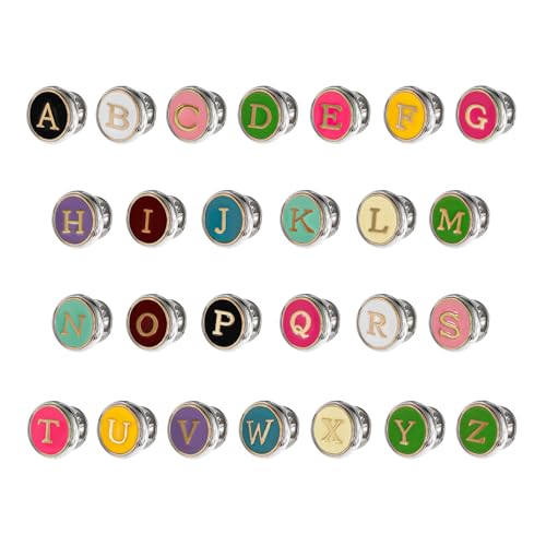 Image of 26 Pack Enamel Funny Letter Pins Set Cute Initial Pins Fun Button Lapel Pins Aesthetic Brooch for Men Women Girl Backpacks Jacket Hat Badges Jeans Decor