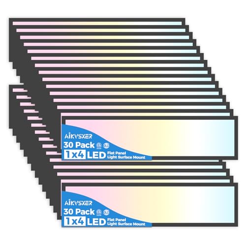 Image of AIKVSXER 30 Pack 1x4 LED Flat Panel Light Surface Mount Black, 5500LM 50W