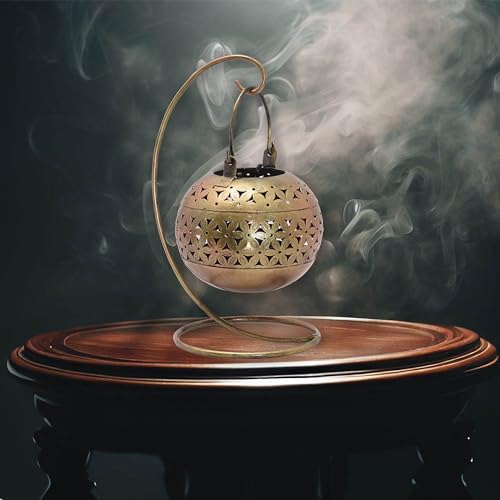 Traditional Tealight Holder & Sambrani Burner - Multi-Functional Metal Decor Piece for Home, Spiritual, Yoga, Meditation, Aromatherapy, Camphor, Dukhni Burning - 10x6.5 Inch (Surahi) — photo — 8 of 9