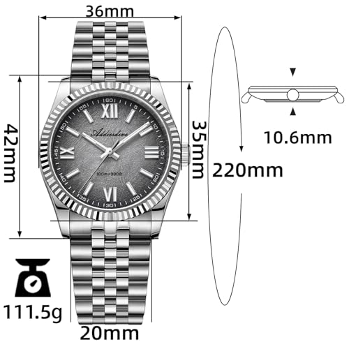 Image of ADDIESDIVE 10.6 MM Luxury Watches for Men Women Roman Numerals Synthetic Sapphire VH Sweep Second Fluted Bezel Casual Wear Unisex Watch