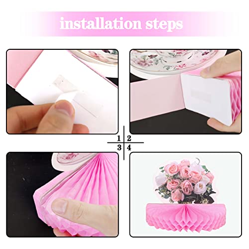 Tuoyi 6 Pieces Table Paper Centerpieces Party Decorations, Pink Spring Floral Tables Decorations, Paper Honeycomb Party Supplies For Mom Girls Lady All Ages, Hello Spring/Mother's Day #TOP2