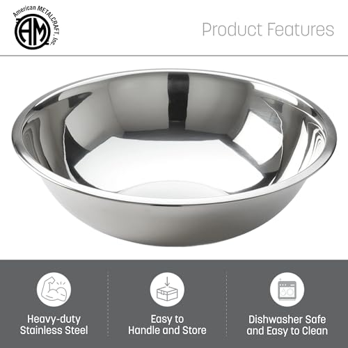 American Metalcraft 16" Stainless Steel Mixing Bowl - 13-Quart Durable Metal Bowls for Mixing, Large Stainless Steel Bowl by American Metalcraft - Used condition - Image 3