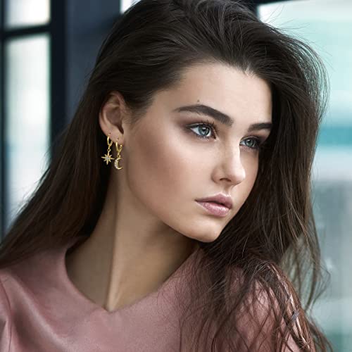 12 Pairs Small Gold Silver Butterfly Hoop Earrings Sets For Women Girls Mini Huggie Hoop Earrings With Dangle Charms #TOP1