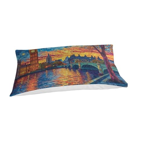 Housse de couette avec fermeture éclair motif Londres 3D microfibre