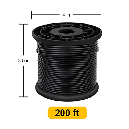Wire Rope 304 Stainless Steel Wire Cable Black Vinyl Coated, Outdoor Light Guide Wire, Suitable For String Lights, Clotheslines, 1/16 Inch Overmolded To 3/32 Inch 200Ft #TOP2