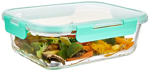 Image of Amazon Brand - Solimo Borosilicate Glass Lunch Boxes with Air-Vent Lids, Set of 3 (1,000 ml Each) | Transparent