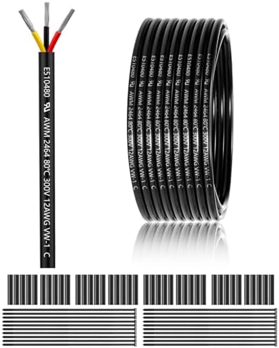 12 Gauge 3 Conductor Electrical Wire 100FT, UL 2464 12 AWG 3 Wire Cable