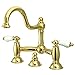 Kingston Brass KS3912PL Restoration Widespread Lavatory Faucet with Porcelain Lever Handle, Polished Brass