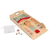 CARACTERÍSTICAS: Contiene 2 discos, 4 fichas, 2 dados, 1 folleto de reglas del juego y una bolsa de algodón; Material/es utilizado/s: Madera contrachapado ; Franja de edad recomendada: a partir de 6 años