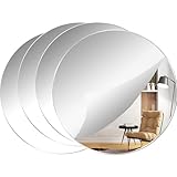 Harnyeu 4 Pack 12 Inch Self Adhesive Round Acrylic Mirror, Acrylic Circle Wall Mirror Tiles Non Glass Mirror, Sticker Decorative Mirror for Bedroom, Bathroom, Living Room, Door