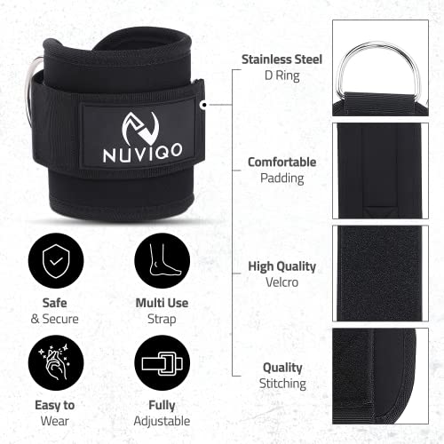Barbell Pad & 2 Ankle Straps For Cable Machine - Gym Accessories For Women And Men - Perfect For Cable Kickbacks, Leg Extensions, Hip Thrusts & Squats - Workout Attachments For Home And Gym - Includes Carry Bag #TOP2