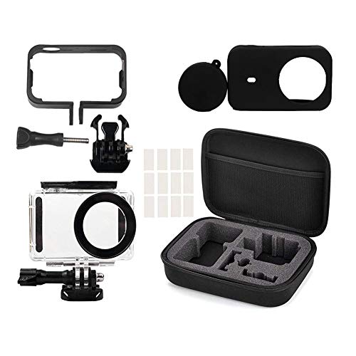 Yifant 5 in 1 Full Protect Kit Storage Carrying Bag for Xiaomi Mijia 4K Mini Action Camera Includes 148ft / 45M Underwater Diving Case Side Frame Cover Silicone Shell Anti-Fog Inserts Protective Expan