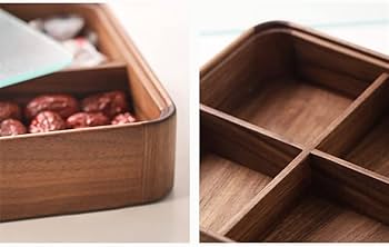 Amazon｜木製 菓子器4分割 ふた付き キャンディートレイ 接客トレイ