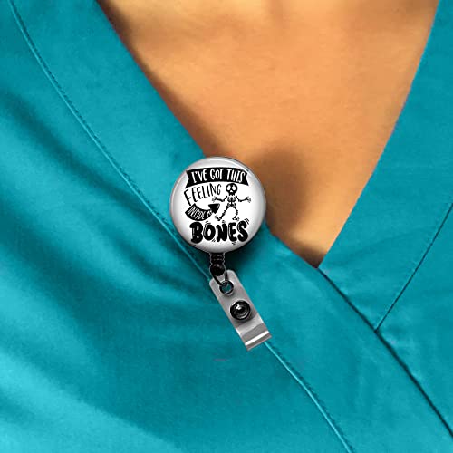 Orthopedic X-Ray Retractable Id Name Badge Holder, I've Got This Feeling Inside My Bones Radiology Imaging X-Ray Tech Badge Reel Gift, Radiology Imaging Nurse Week Badge Clip #TOP1