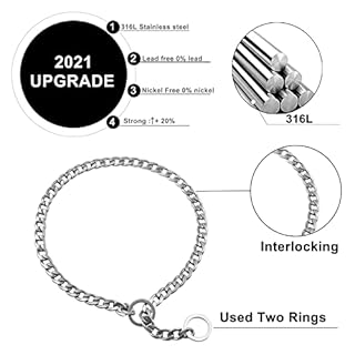 Collare per Cani Catena in Metallo Ferro Collare, per Cane Taglia Grande Media Piccola Basic Catena di Collare per Addestramento Animali, Collare Strozzo Acciaio (argento, S-2,5mm×50cm)