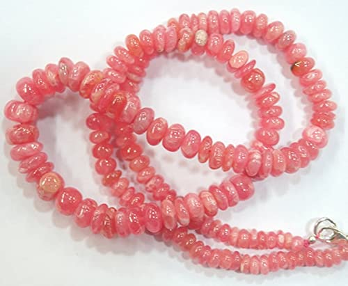 LKBEADS Naturalny kamień szlachetny rodochrozyt gładki naszyjnik z koralików rondelle 200 karatów 45 cm 4 do 7 mm