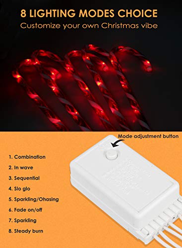 29\" Christmas Candy Cane Pathway Markers Set of 12 Christmas Outdoor Outside Decorations Lights 8 Blinking Modes Indoor - Thumbnail 4