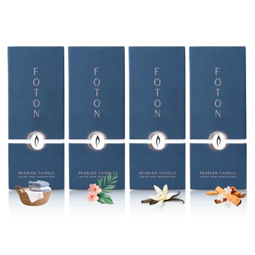 Foton Pearled Candle Bestsellers Gift Scented Bundle 18oz 4-Pack Non Toxic Luxury Long Lasting Powder Wax Sand Candles Up to 120 Hours - Refillable Candle Sand with 30 Wicks Each for Candles Making