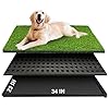 Dog Grass Pad with Tray, 34”X23” Large Artificial Turf Grass Potty, Reusable Puppy Pee Pads for Dogs, Portable Dog Litter Box for Indoor/Outdoor Potty Training Toilet